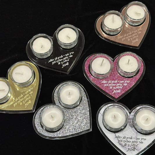 Mini Heart Acrylic Shabbat Candle Tray