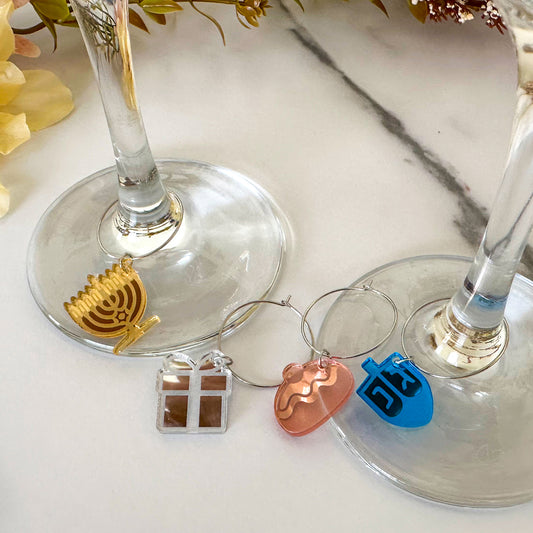 Hannukah Wine Charms (Set of 4)
