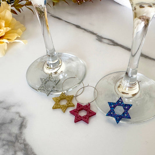 Jewish Star Wine Charms (Set of 4)
