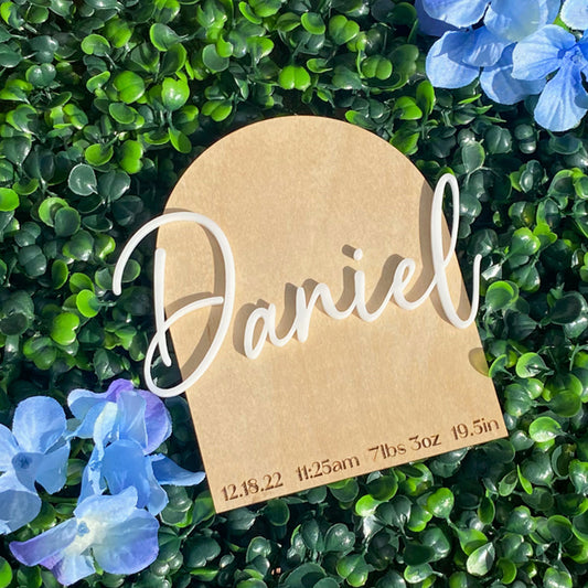 Personalized Mini Wooden Baby Birth Stat Sign
