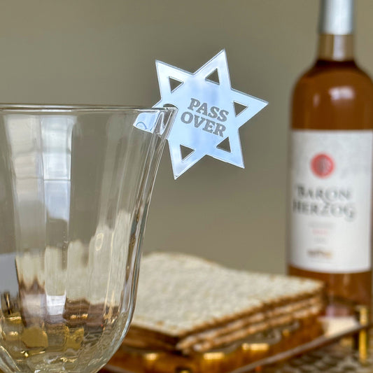 Acrylic Passover Wine Tag (English)